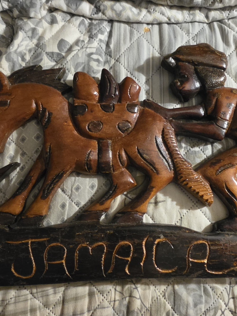 Hand-Carved Brown Wood Jamaica Wall Decor Panel